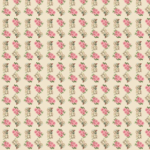 retro dog floral pattern ecru