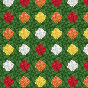 Everblooming Multicolor Rose Chevron on Green