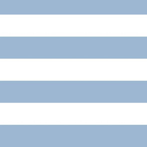 Large Powder Blue Awning Stripe Pattern Horizontal in White