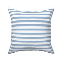 Powder Blue Awning Stripe Pattern Horizontal in White