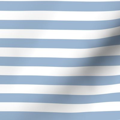 Powder Blue Awning Stripe Pattern Horizontal in White