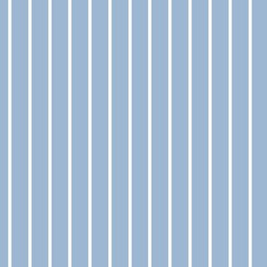 Powder Blue Pin Stripe Pattern Vertical in White