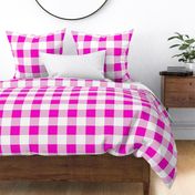 Medium Scale - Non-Directional - Plain Shocking Pink Gingham - Valentine Gingham - Girls Gingham - Feminine Gingham