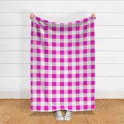 Medium Scale - Non-Directional - Plain Shocking Pink Gingham - Valentine Gingham - Girls Gingham - Feminine Gingham