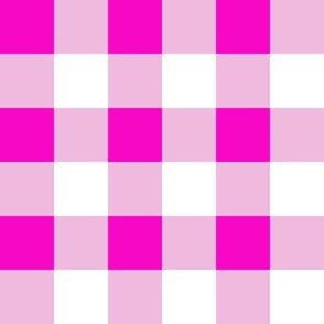 Medium Scale - Non-Directional - Plain Shocking Pink Gingham - Valentine Gingham - Girls Gingham - Feminine Gingham