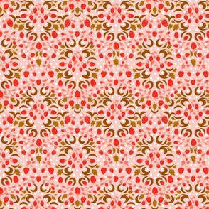 Strawberry damask - red and brown