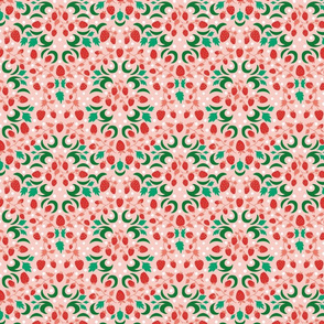 Strawberry damask, pink and green