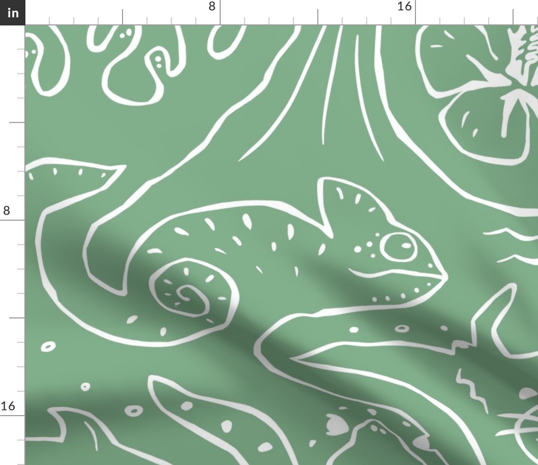 Wild Wild Hawaii - tropical - White and Jade - XLarge scale - (for Wallpaper please read my special ordering instructions)