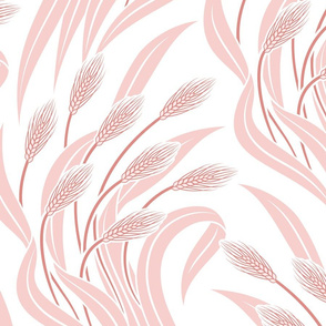 Waving Wheat Fields - Neo Art Deco - white pink - extra large scale