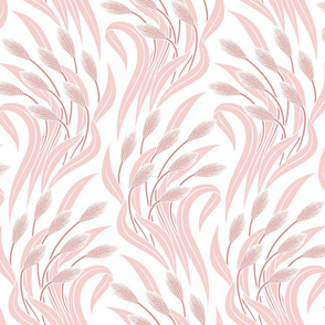 Waving Wheat Fields - Neo Art Deco - white pink - large scale