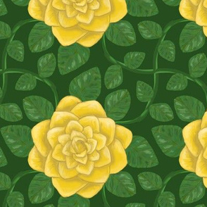 Everblooming Yellow Rose on Green