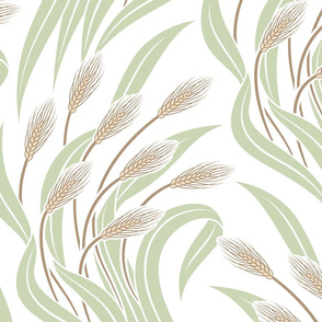 Waving Wheat Fields - Neo Art Deco - white green - extra large scale