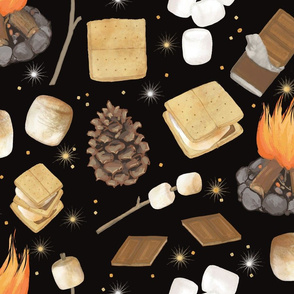Campsite S'mores on Black, Fireside, Under the Stars, Extra Large Scale