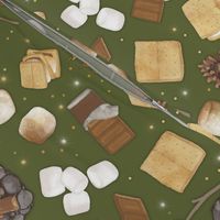 S'mores on Army Green , Camping Fireside 