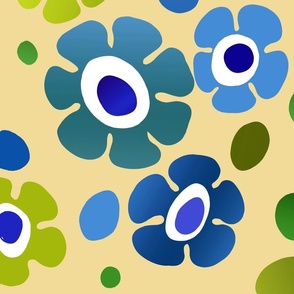 Jumbo -Hippy Dippy Floral-blue and buttercup