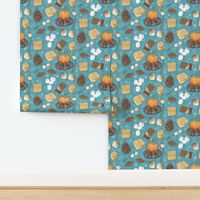 S'mores on Robin Egg Blue Buffalo Plaid - Large Scale