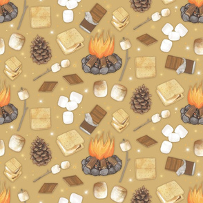  S'mores on Golden Tan, Camping Outdoors