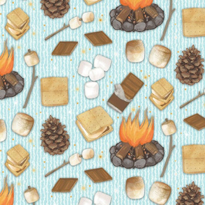 Mountain S'mores on Blue Stripes, Camping Treat