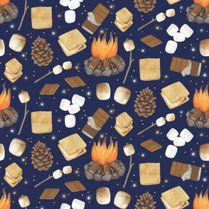 S'mores Camping Night Sky Blue- Under the Stars  