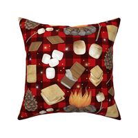 Campfires S'mores  Red Black Buffalo Plaid, Camping, Extra Large Scale