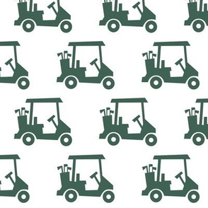 tee time - golf carts - green on white - C21