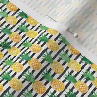 (1" scale) pineapples - watercolor on black stripes C21