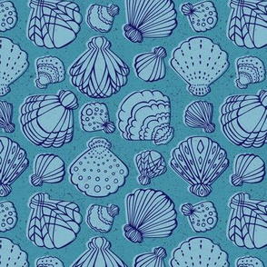 Sea Shells in Blue (small scale) by ArtfulFreddy