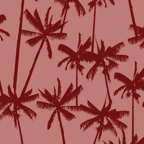 LARGE Tropical Palms - Elle - Burnt Mauve and Rust