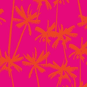 LARGE Tropical Palms - Leah - Hot Pink Chilli
