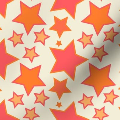 $ Coral and Orange geometric dopamine Stars - Large scale nursery and children wallpaper and home decor, kids apparel 