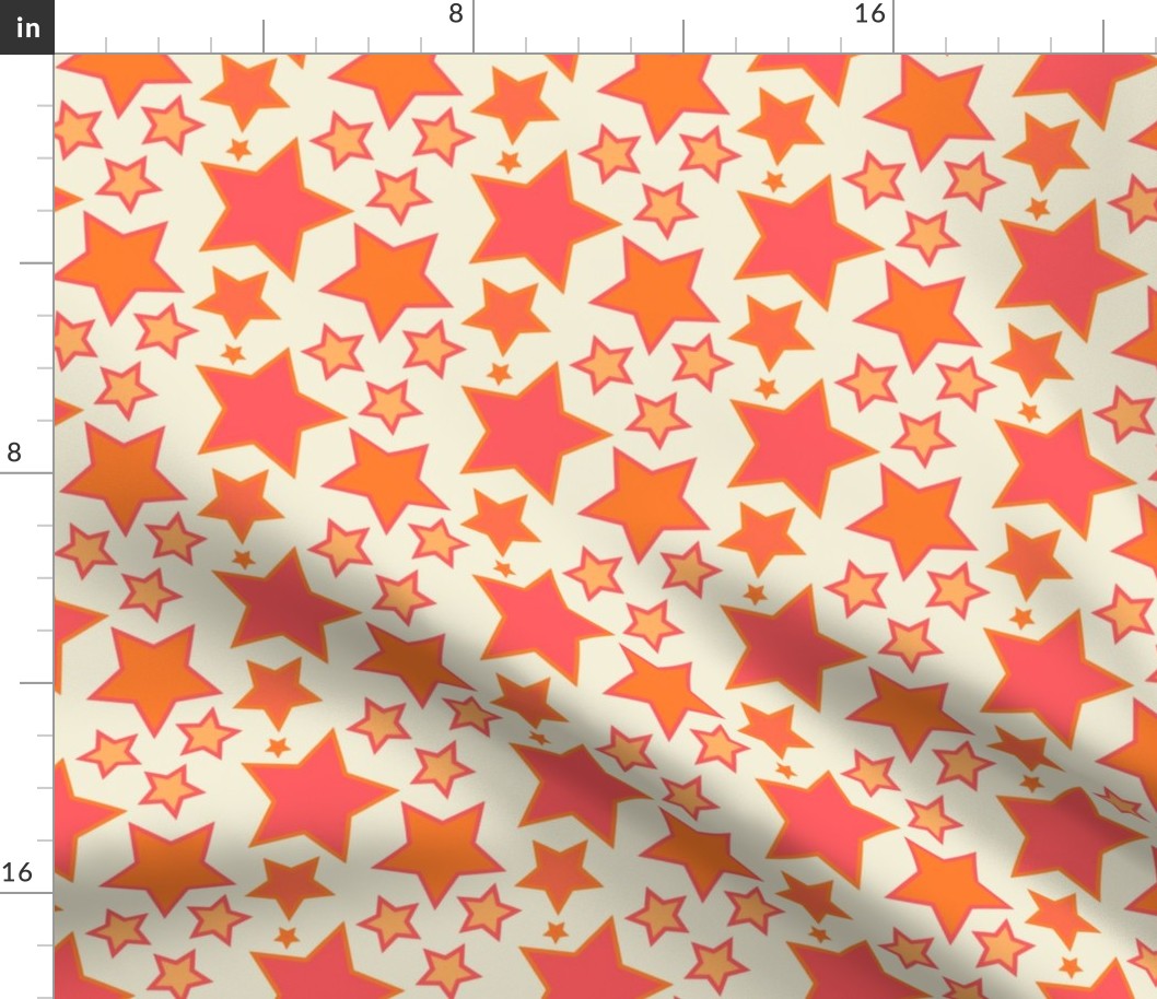 $ Coral and Orange geometric dopamine Stars - Large scale nursery and children wallpaper and home decor, kids apparel 