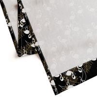 Art Deco Flamingos (gold leaf) #2 - white on black, medium 