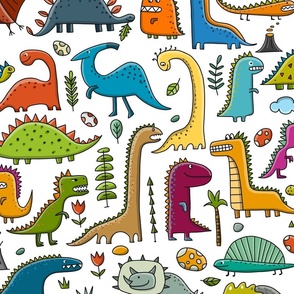   Dinosaurs, jurassic park. Childish pattern