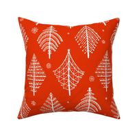  Christmas trees, geometric ornament, snowflakes winter, simple style