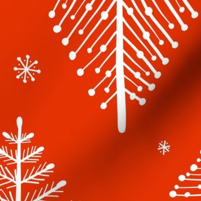  Christmas trees, geometric ornament, snowflakes winter, simple style