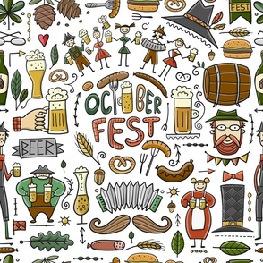 Octoberfest, Germany beer festival. Funny stylish pattern