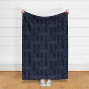MOONS PHASES SASHIKO OUTLINE ON SOLID NAVY BLUE