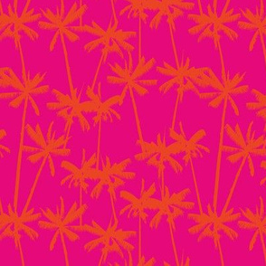 SMALL Tropical Palms - Leah - Hot Pink Chilli