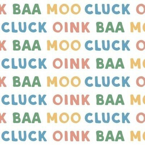oink baa moo cluck - multi - pink, green, blue, orange C21