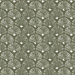 SMALL Art Deco Scallop - Lola -Juniper green