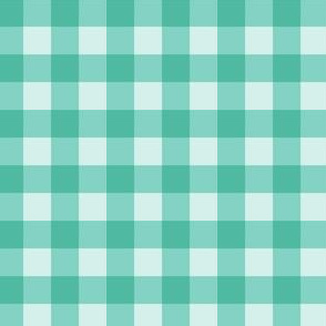 Gingham, Check Pattern, Teal, Aqua, Seafoam, Light Green and Dark Green