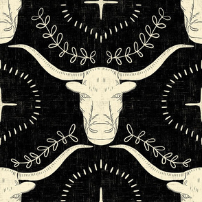 Large- Long horns - black and buttermilk 