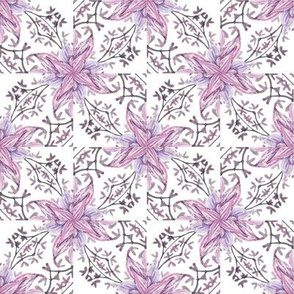 Lavender Magnolia Pinwheel Swirl on White