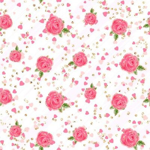 Roses, pink roses, granny chic, romantic, chic, flower design, shabby, vintage pattern, pink flowers, rose flowers, flower, flowered, floret fabric, light.