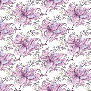 Lavender Magnolia Polka Dot on White