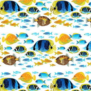Bright pattern with colorful tropical fish