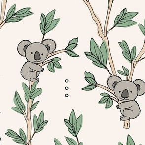 Little boho koala bamboo forest sweet australian animals design for kids soft pastel green ivory gray gender neutral LARGE