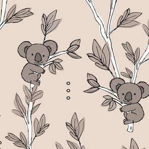 Little boho koala bamboo forest sweet australian animals design for kids beige sand gray LARGE