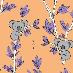 Little boho koala bamboo forest sweet australian animals design for kids soft pastel peach lilac purple spring LARGE