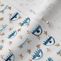Blue and earthy eye star watercolor pattern - trendy stars and eyes p65 - 5